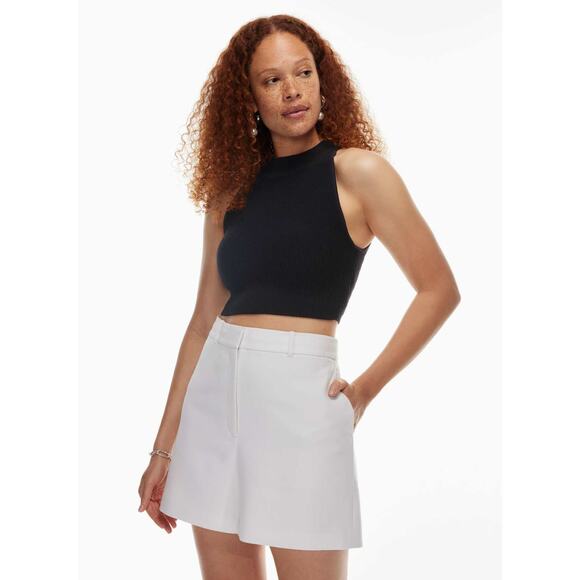 BABATON Aritzia Sculpt Rib-Knit Cropped Halter Top Sz Large Matte Pearl - Picture 2 of 8